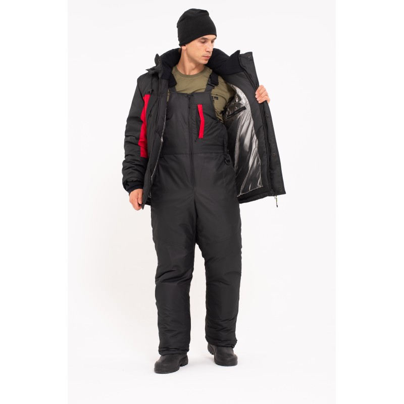 Костюм-поплавок мужской OneRus Фишер -45, ткань Таслан, черный/красный, размер 48-50 (M), 182-188 см