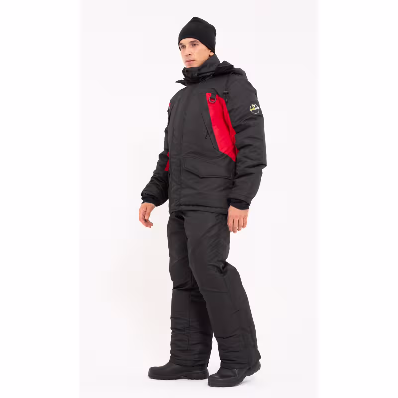 Костюм-поплавок мужской OneRus Фишер -45, ткань Таслан, черный/красный, размер 60-62 (XXL), 182-188 см