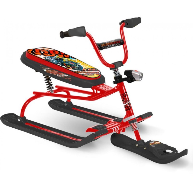 Снегокат с фонарем Nika Kids Snowdrive, красный/черный