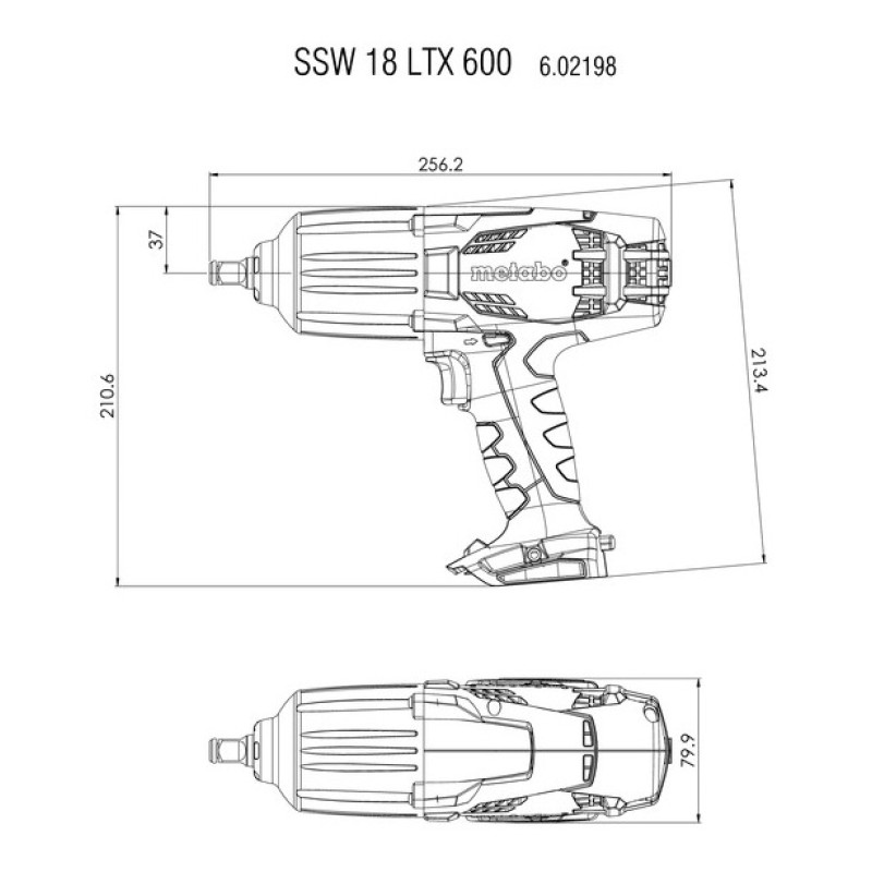 Гайковерт аккумуляторный ударный Metabo SSW 18 LTX 600 в кейсе (с аккумулятором и зарядным устройством)