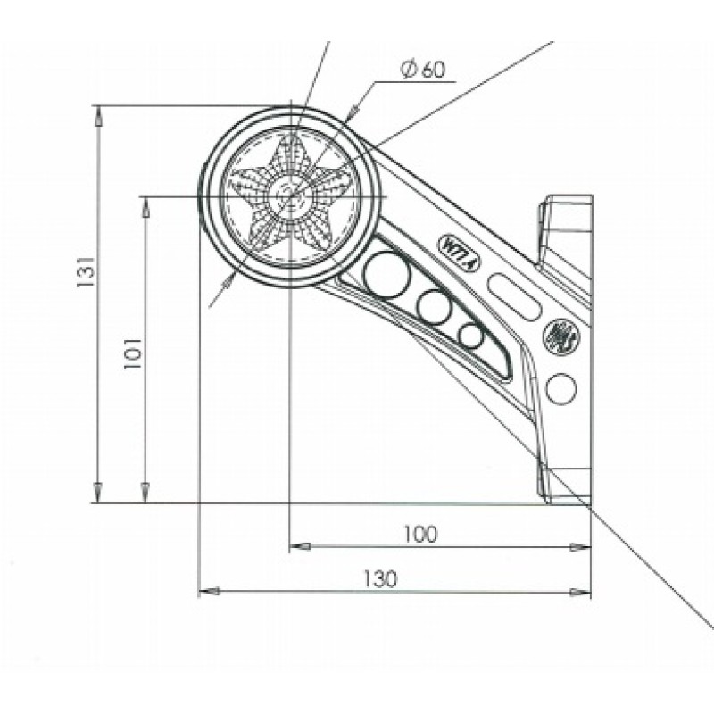 Фонарь габаритный светодиодный WAS 894LW77, Н=100, белый/красный/желтый