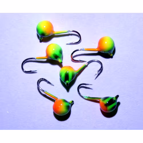 Мормышка вольфрамовая Nord Water's, Шар, 4 мм, 4 г, цвет зелено-оранжевый