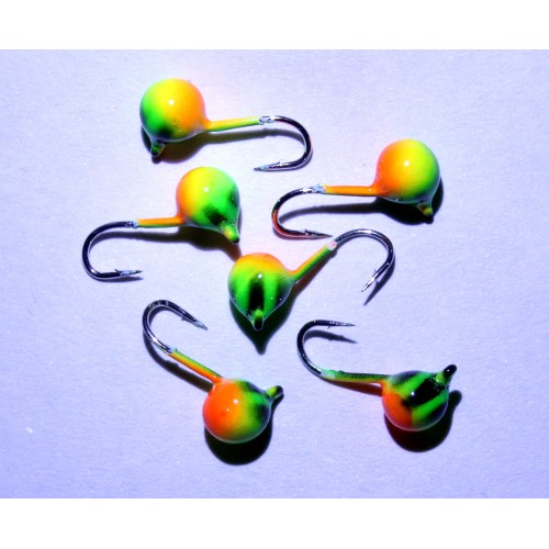 Мормышка вольфрамовая Nord Water's, Шар, 4 мм, 4 г, цвет зелено-оранжевый