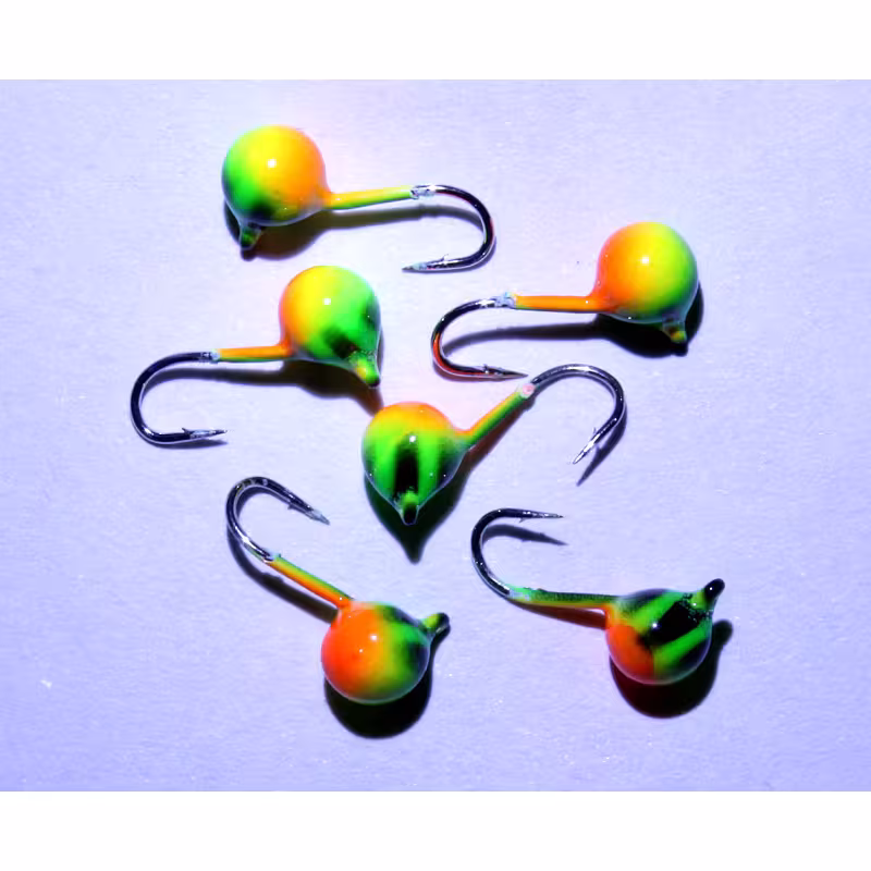 Мормышка вольфрамовая Nord Water's, Шар, 4 мм, 4 г, цвет зелено-оранжевый