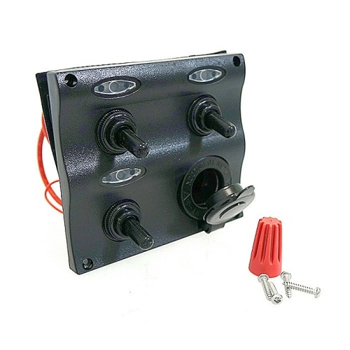 Панель управления Easterner влагозащитная с 3 переключателями, 2 предохранителями и прикуривателем