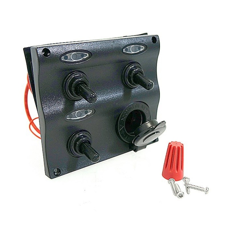 Панель управления Easterner влагозащитная с 3 переключателями, 2 предохранителями и прикуривателем