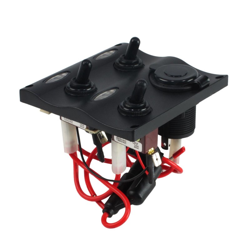 Панель управления Easterner влагозащитная с 3 переключателями, 2 предохранителями и прикуривателем