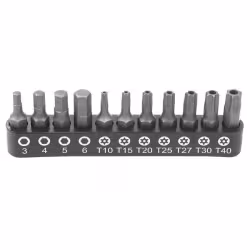 Набор бит 1/4" 25 мм на держателе TORX, HEX, LICOTA