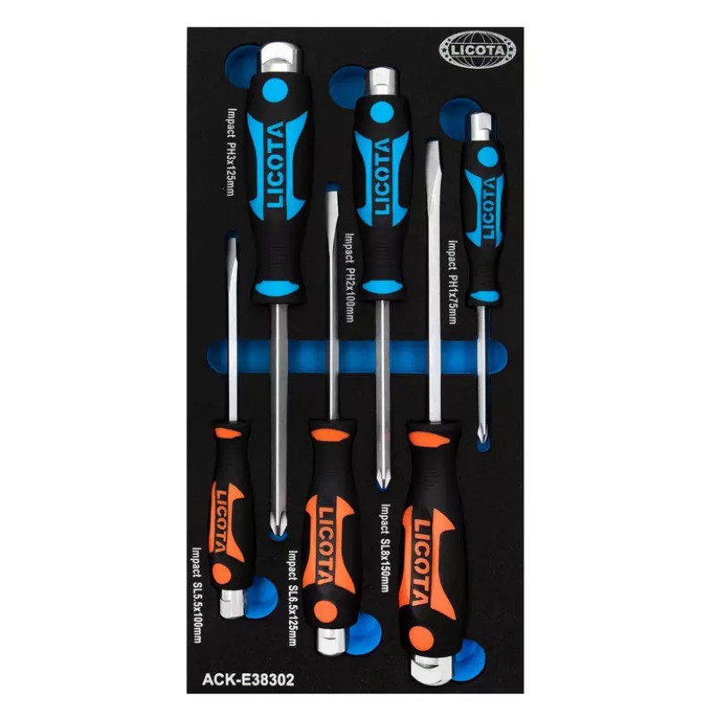 Набор отверток ударных PH, SL Licota ACK-E38302, 6 предметов