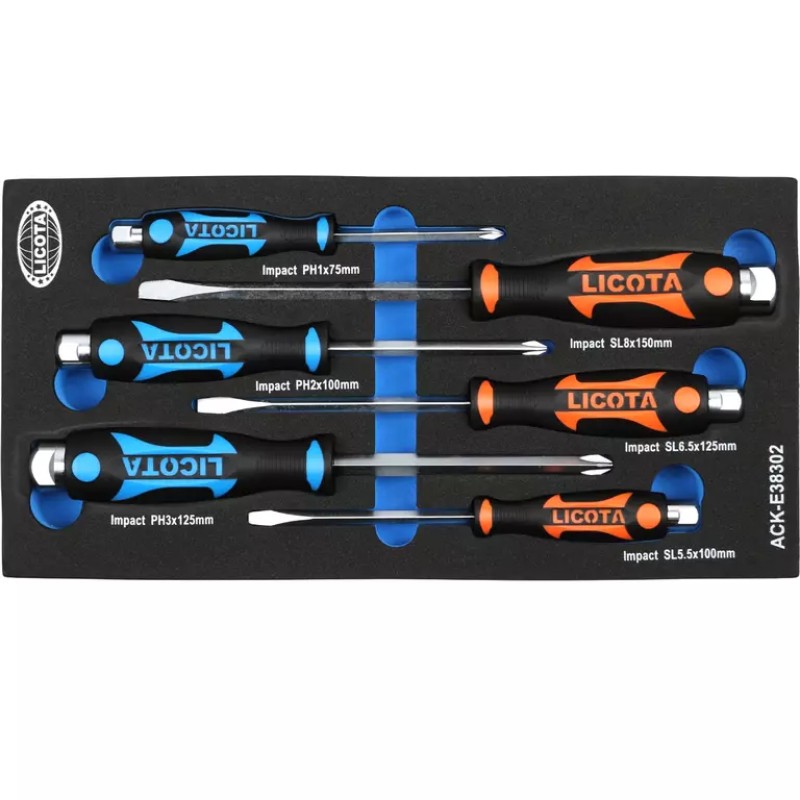 Набор отверток ударных PH, SL Licota ACK-E38302, 6 предметов