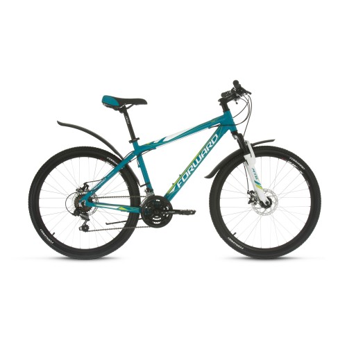 Велосипед горный хардтейл взрослый FORWARD HARDI 26 2.0 disc, рост 17, 21 скорость, зеленый матовый