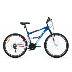 Велосипед горный двухподвес взрослый ALTAIR MTB FS 26 1.0, рост 16, 18 скоростей, синий/красный