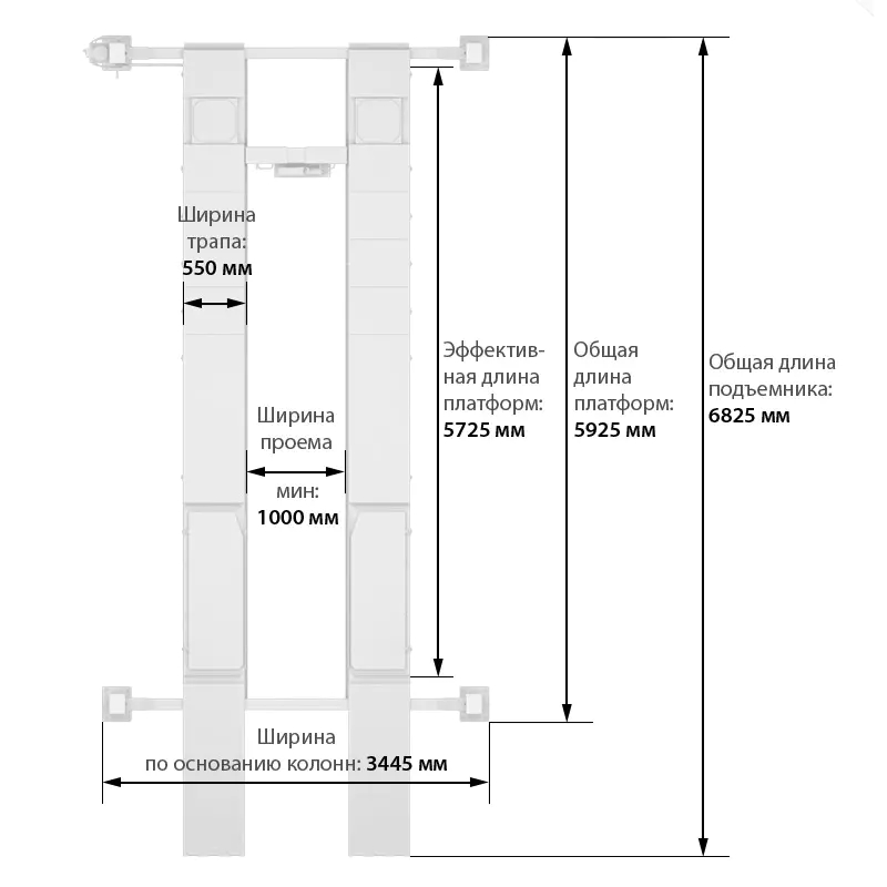 Подъемник Launch TLT-455WF, 4-х стоечный, 5.5т, 380V