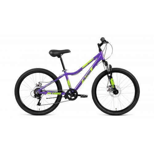Велосипед горный хардтейл подростковый ALTAIR AL 24 D, рост 11, 7 скоростей, фиолет/зеленый