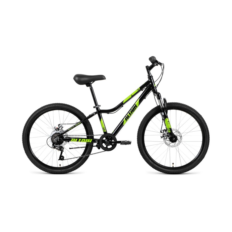 Велосипед горный хардтейл подростковый ALTAIR AL 24 D, рост 11, 7 скоростей, черный