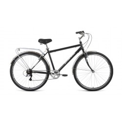 Велосипед городской взрослый FORWARD DORTMUND 28 2.0, рост 19, 7 скоростей, черный/серебро