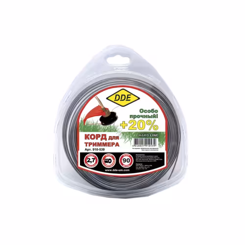 Корд триммерный армированный DDE Hard Line, круглый, 2,7мм*72м