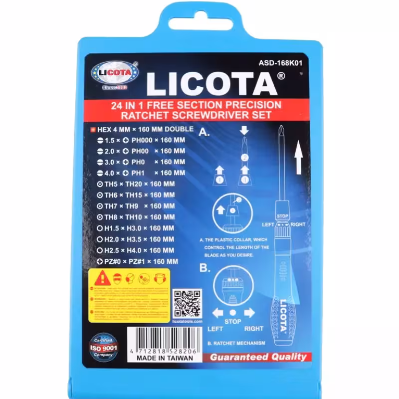 Набор отверток для точных работ HEX, PH, PZ, SL, T Licota ASD-168K01, 12 предметов