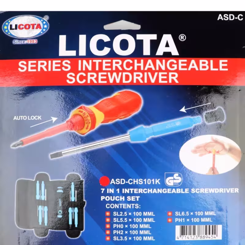 Набор отверток со сменными вставками PH, SL Licota ASD-CHS101K, 7 предметов