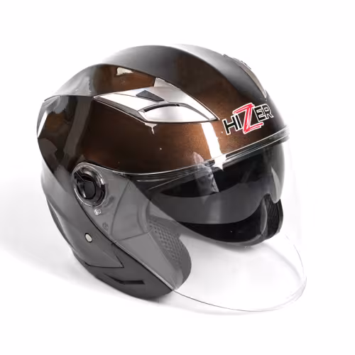 Мотошлем Hizer B208 Grey, коричневый, размер L