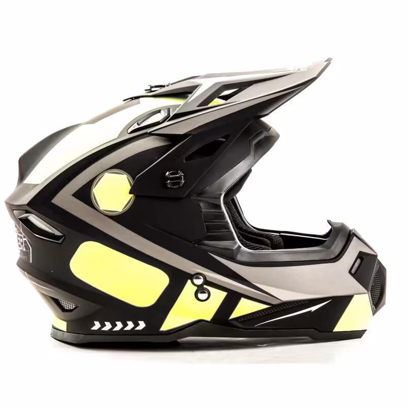 Мотошлем Hizer J6801, серый/желтый, размер M