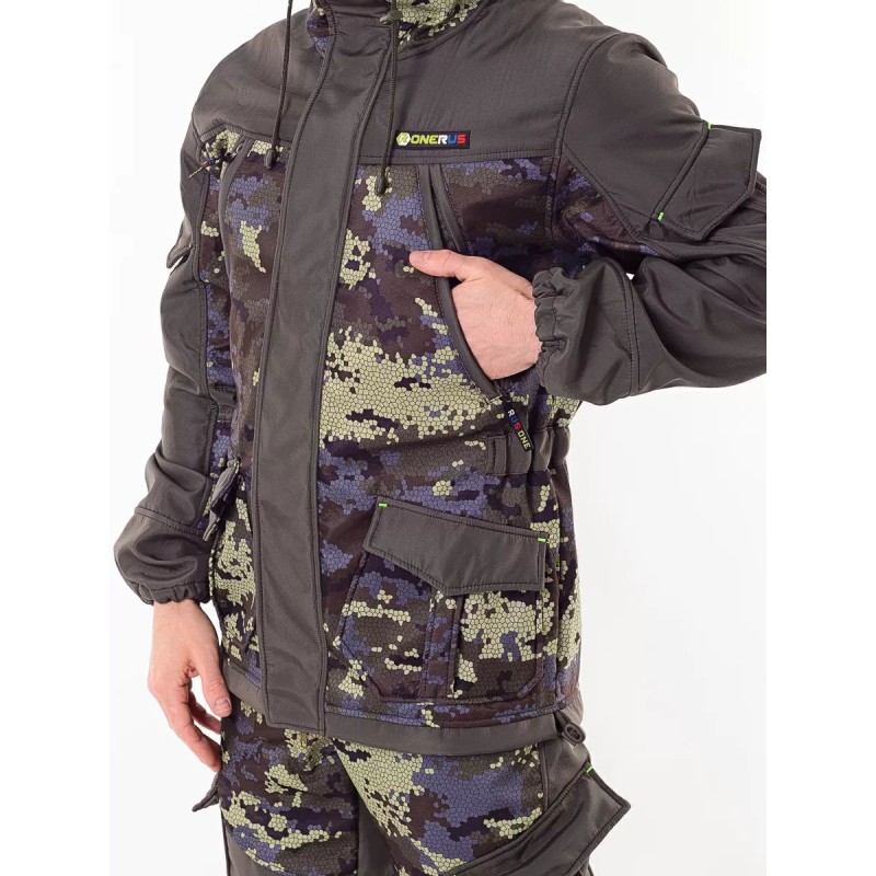 Костюм мужской OneRus Горный -5, ткань Полофлис, зеленый камуфляж, размер 52-54 (L), 170-176 см