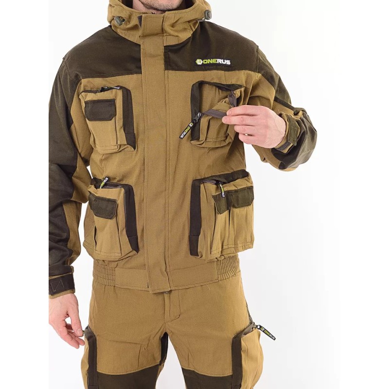 Костюм мужской OneRus Спецназ, ткань Палатка, хаки/коричневый, размер 48-50 (M), 170-176 см