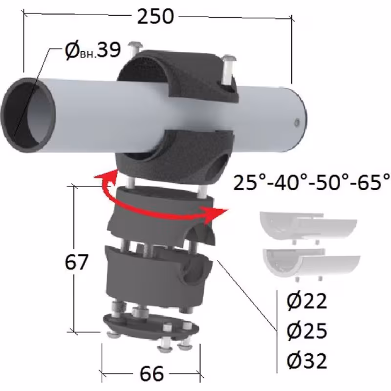 Держатель спиннинга Техномарин 030619T, крепление на леер