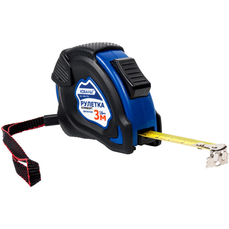 Рулетка строительная Кобальт Комфорт 646-775, 3м x 16мм