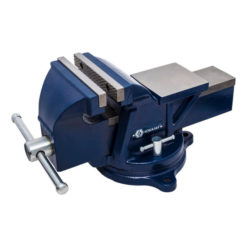 Тиски 150 мм слесарные поворотные, ширина губок  захват 150 мм, 17 кг,  наковальня, коробка КОБАЛЬТ