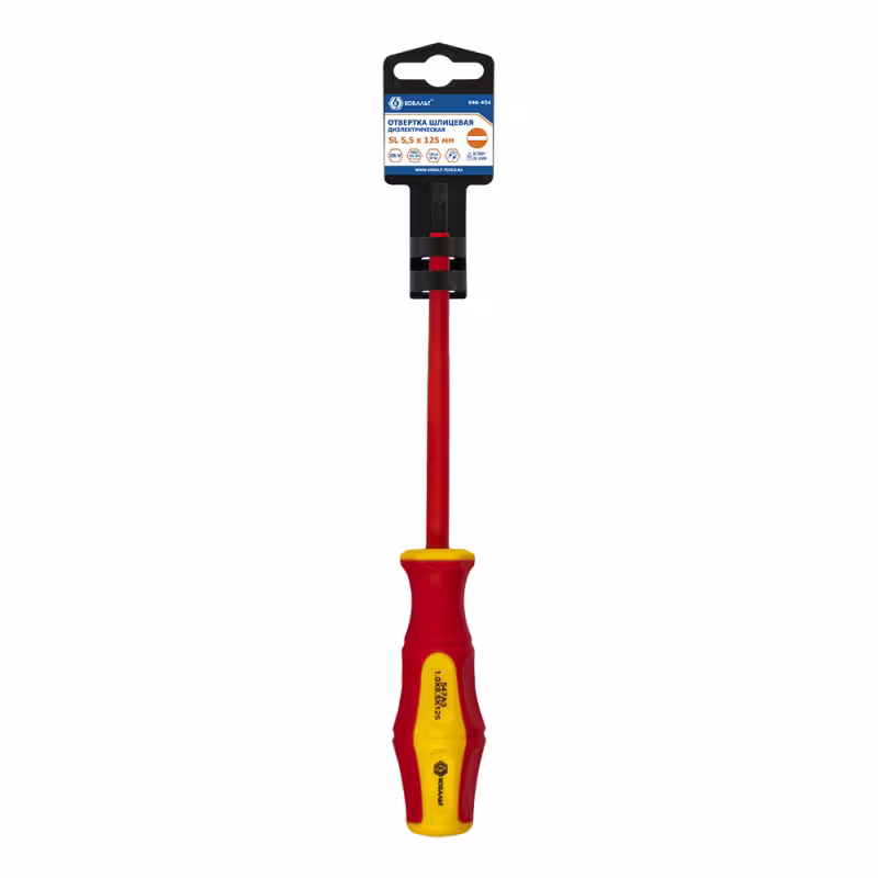 Отвертка шлицевая диэлектрическая SL5.5х125 мм Кобальт CR-V Ultra Grip 646-454