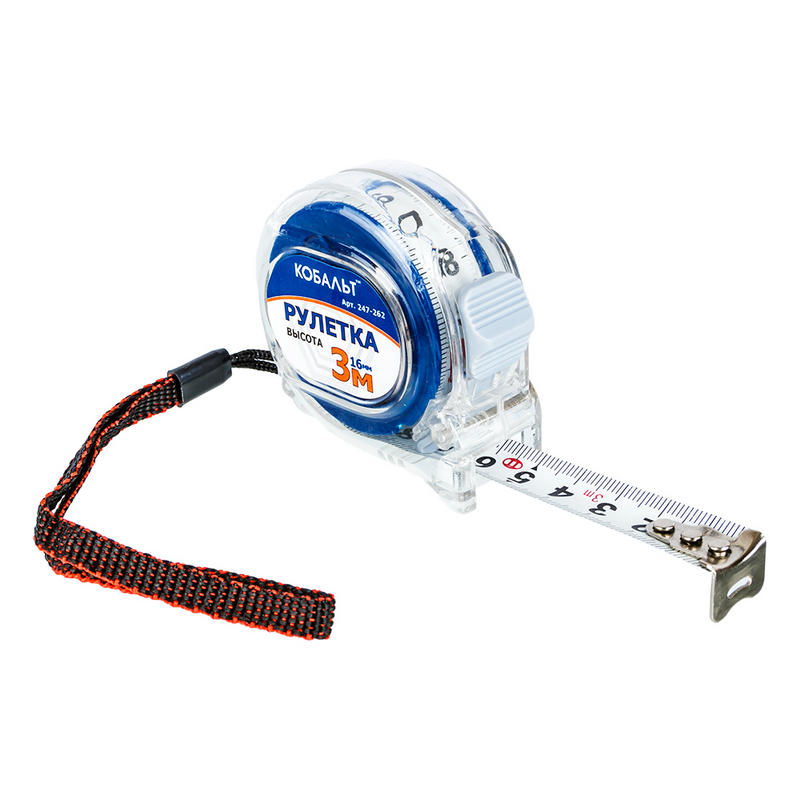 Рулетка строительная Кобальт Высота 247-262, 3м x 16мм