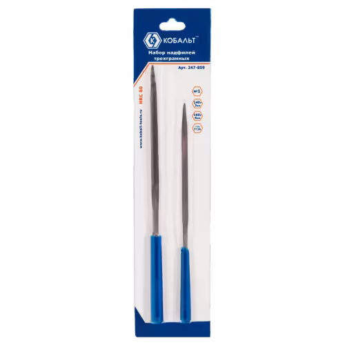 Набор надфилей трехгранных №1 140х3, 160х4мм КОБАЛЬТ