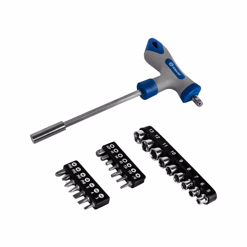Отвертка-рукоятка HEX, PH, SL, T  с набором бит и головок 1/4" Кобальт 245-473