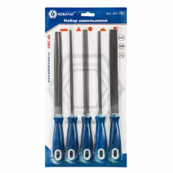 Набор напильников 5шт ( 200мм Плоский,трехгр,кругл,квадр, полукруг) Кобальт