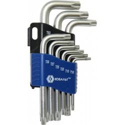 Набор ключей Torx Г-образных Кобальт 020406-09, Т10 - Т50, 9 предметов