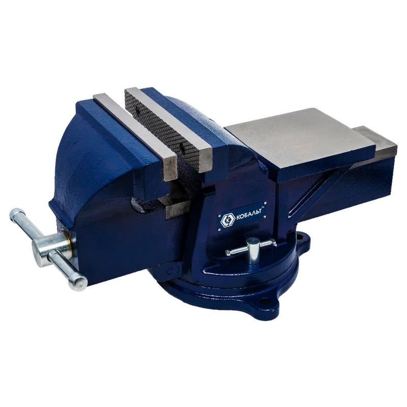 Тиски 200 мм слесарные поворотные, ширина губок  захват 2200 мм, 35 кг,  наковальня, коробка КОБАЛЬТ