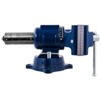 Тиски 100 мм слесарные поворотные, ширина губок  захват 100 мм, 10 кг,  наковальня, коробка КОБАЛЬТ