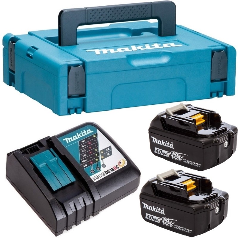 Комплект Makita MakPac 18 В, Li-ion, 4Ач, 2 АКБ BL1840B + ЗУ DC18RC