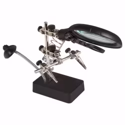 Держатель с лупой "третья рука" Rexant 12-0250, LED подсветка, подставка под паяльник