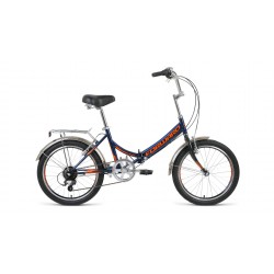 Велосипед FORWARD ARSENAL 20 2.0 (20" 6 ск. рост 14" скл.) (темно-синий/оранжевый)