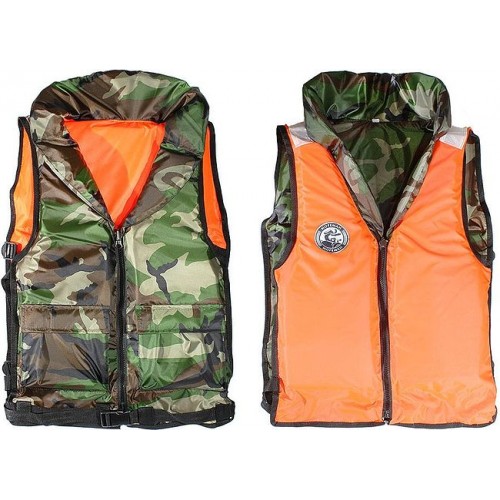 Жилет с воротником спасательный двусторонний Мореман Pilot 10261539, до 120 кг, камуфляж/оранжевый, ГОСТ Р58108-2019, подходит для ГИМС