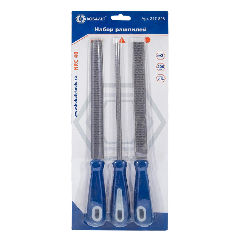 Набор рашпилей Кобальт 247-828, 3 предмета, 200 мм 