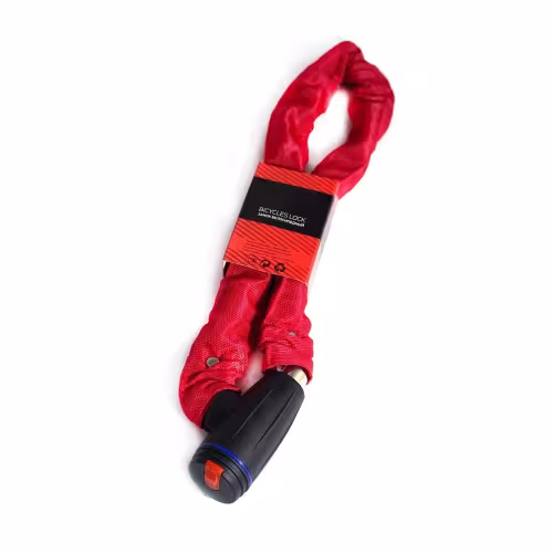 Замок противоугонный - цепь 8 x 900 мм, 2 ключа, GK105.308, тканевая оплетка (красный)