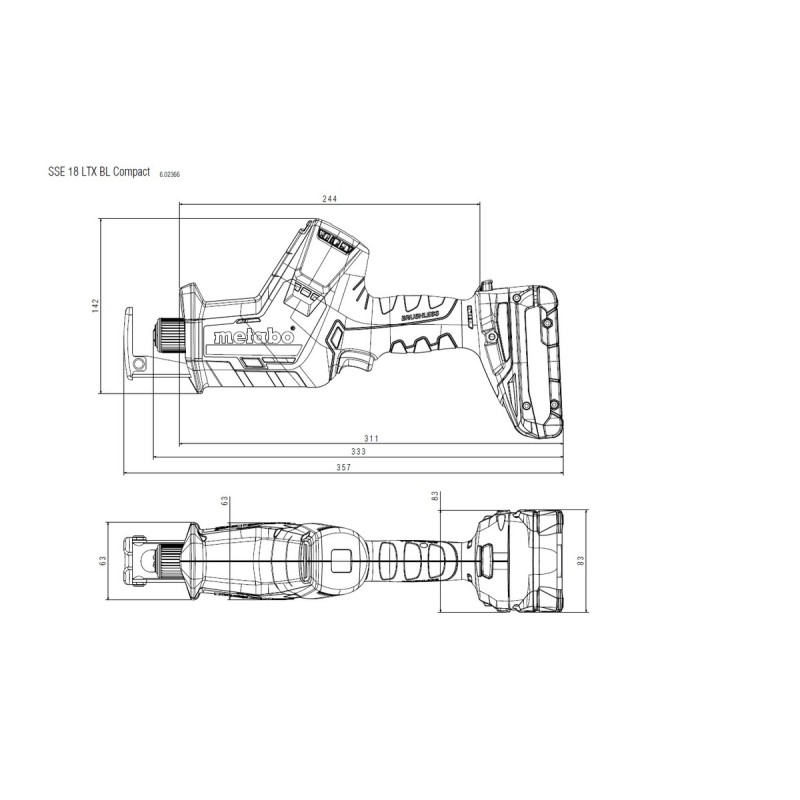 Пила сабельная аккумуляторная Metabo SSE 18 LTX BL COMPACT