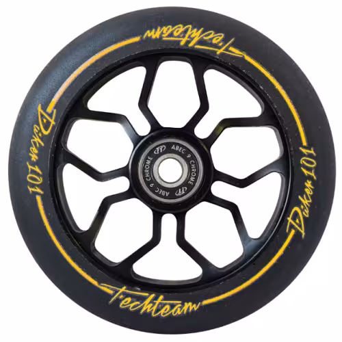 Колесо д/экстрим. самоката 110 мм, с подшипн. Duker 101, ABEC-9, алюмин.(желтый)