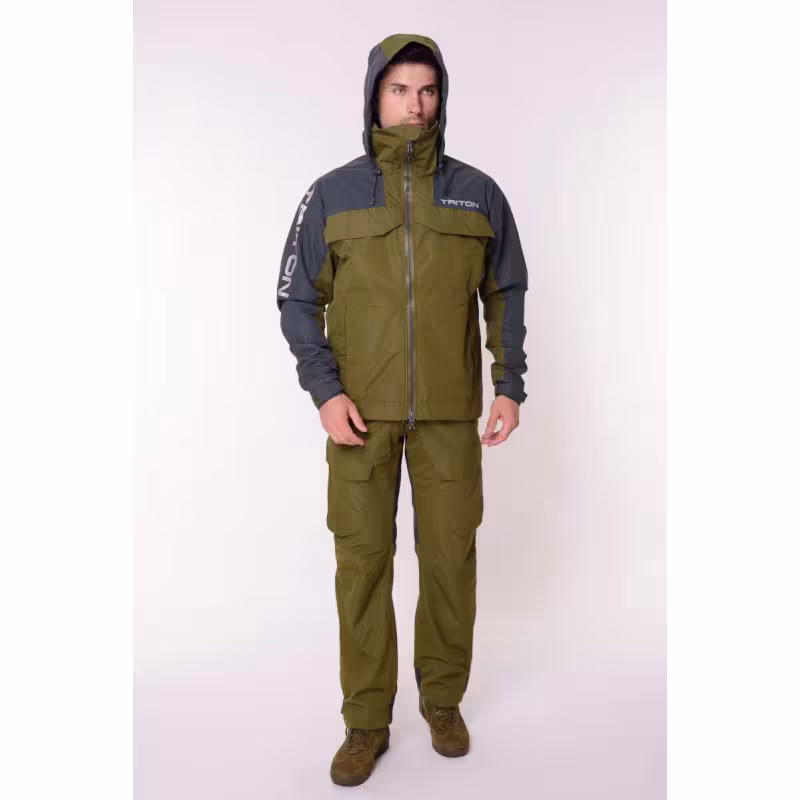 Костюм мужской Triton Gear PRO Angler, ткань Таслан, хаки/серый, размер 44-46, 170-176 см