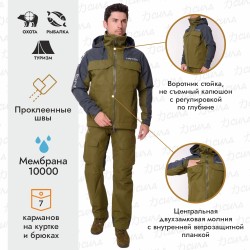 Костюм мужской Triton Gear PRO Angler, ткань Таслан, хаки/серый, размер 44-46, 170-176 см