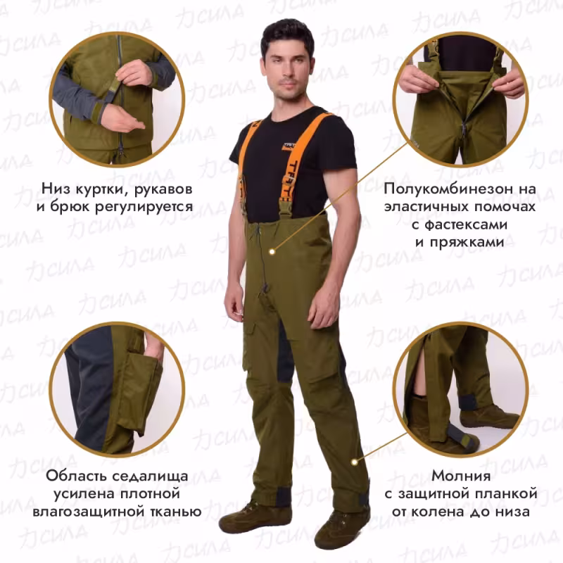 Костюм мужской Triton Gear PRO Angler, ткань Таслан, хаки/серый, размер 44-46, 170-176 см