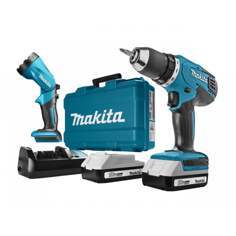 Дрель-шуруповерт аккумуляторная Makita DF457DWLE с фонарем